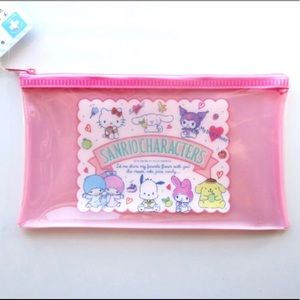 Sanrio characters pink frost zipper top pouch